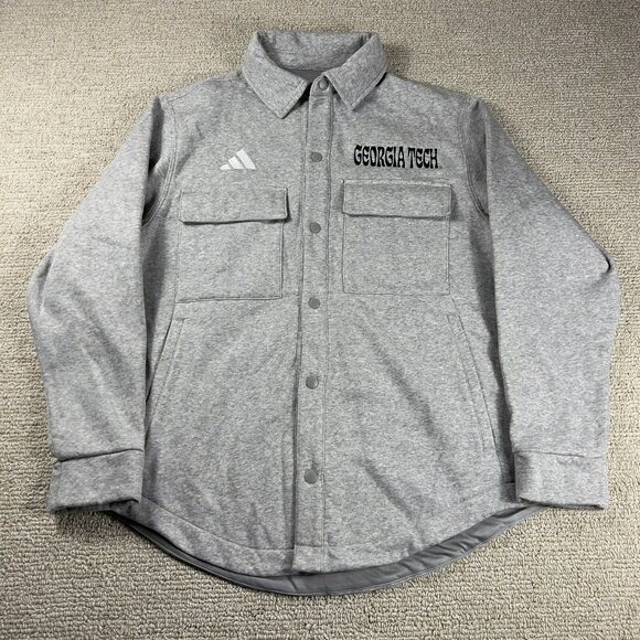 adidas Other - Adidas Georgia Tech Yellow Jackets Button Fleece Jacket Gray Men’s Size Small